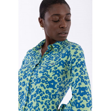 70s'-Style Floral Print Shirt - FLO9 - Allover Flower