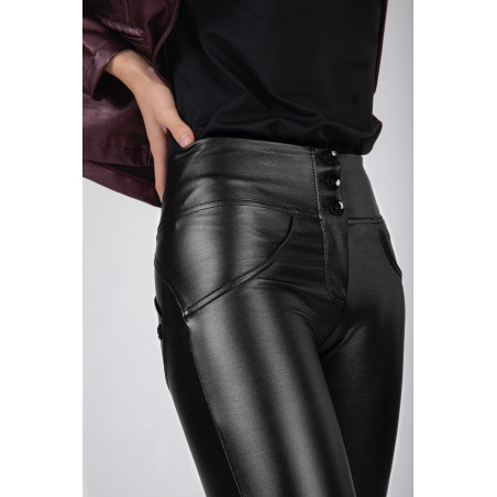 WR.UP® Ecoleather - Mid Waist Skinny - Metallic Finish - N - Black