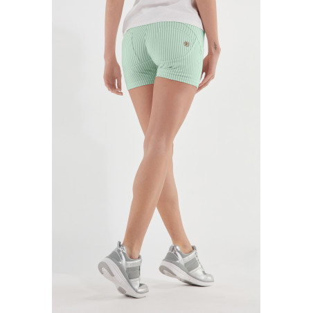 WR.UP® Shorts - Regular Waist Skinny - Striped - D50W - Green Ash & White Stripes