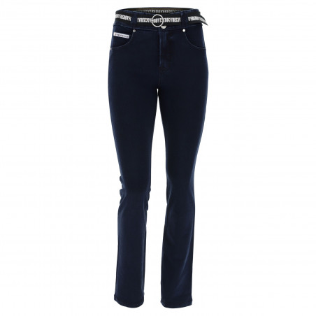 N.O.W® Pants - Mid Waist Straight - J0B - Dark Denim - Blue Seam