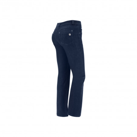 Freddy Black - Cropped Flare Jeans in Stretch Denim - J0B - Dark Denim - Blue Seam