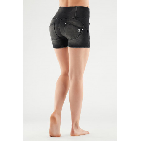 WR.UP® Snug Eco - Denim Effect - High Waist Shorts - J7N - Black Denim - Black Seam
