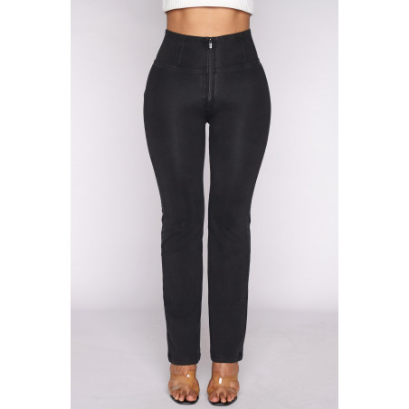 WR.UP® Eco - Denim Effect - High Waist Cropped Straight - J7N - Black Denim - Black Seam