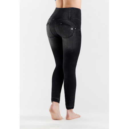 WR.UP® Snug Denim - Buttoned High Waist Skinny - J7N - Black Denim - Black Seam