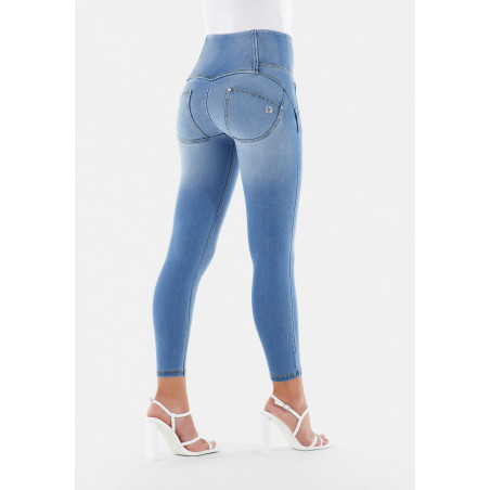 WR.UP® Snug Denim - 7/8 Buttoned High Waist Super Skinny - J4Y - Clear Denim - Yellow Seam