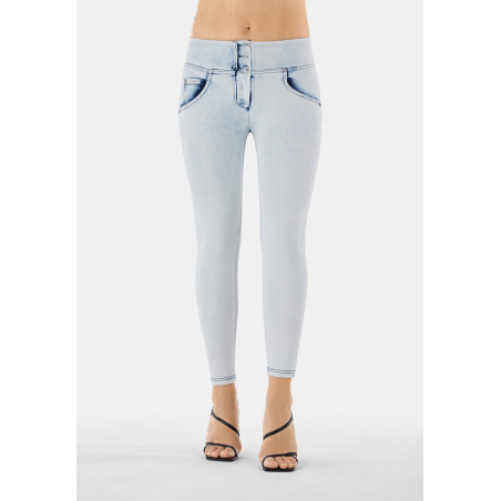 WR.UP® Snug Denim - 7/8 Mid Waist Super Skinny - Acid Washed - J20G - Washed Denim - Grey Seam