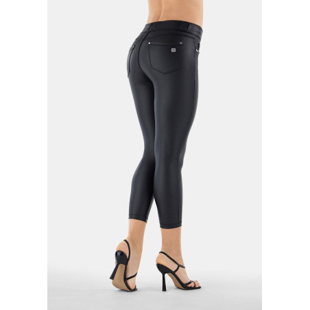N.O.W® Ecoleather Pants - 7/8 Mid Waist Super Skinny - N - Black