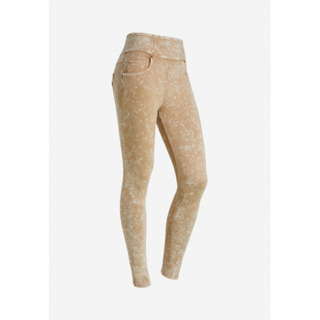 N.O.W® Yoga Pants - High Waist - Foldable Waist - Garment Dyed - Light Brown - M35