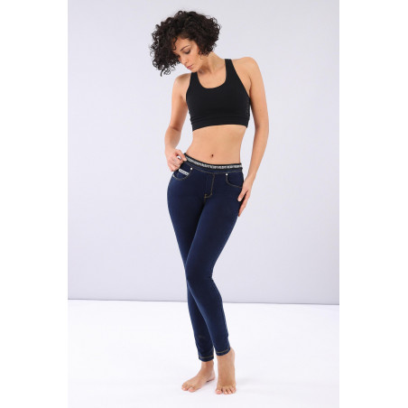 Freddy N.O.W.® Yoga Comfort Jeans - Mid Waist Skinny - Blue - Yellow Seam - J0Y