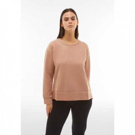 Tricot sweatshirt with side slits and a lurex logo - P80