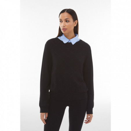 Viscose crew neck sweatshirt with a tone-on-tone print - NNN