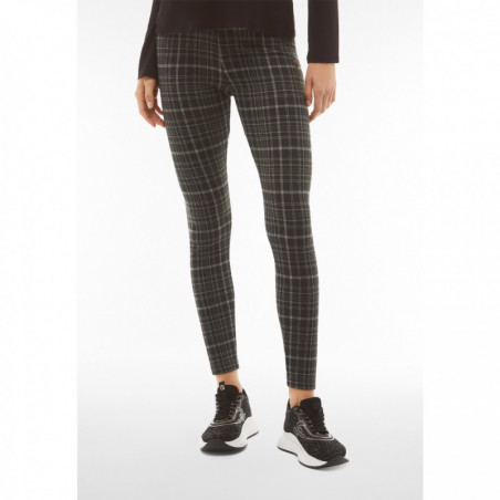 Fitted trousers in Milano-rib fabric with a tartan print - G122G