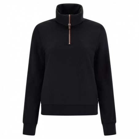 High neck sweatshirt with a cable-knit wool effect - N