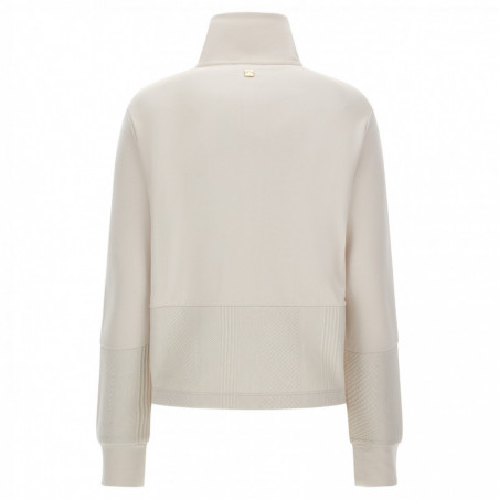 High neck sweatshirt with a zip and a cable-knit-effect along the lower half - Z102